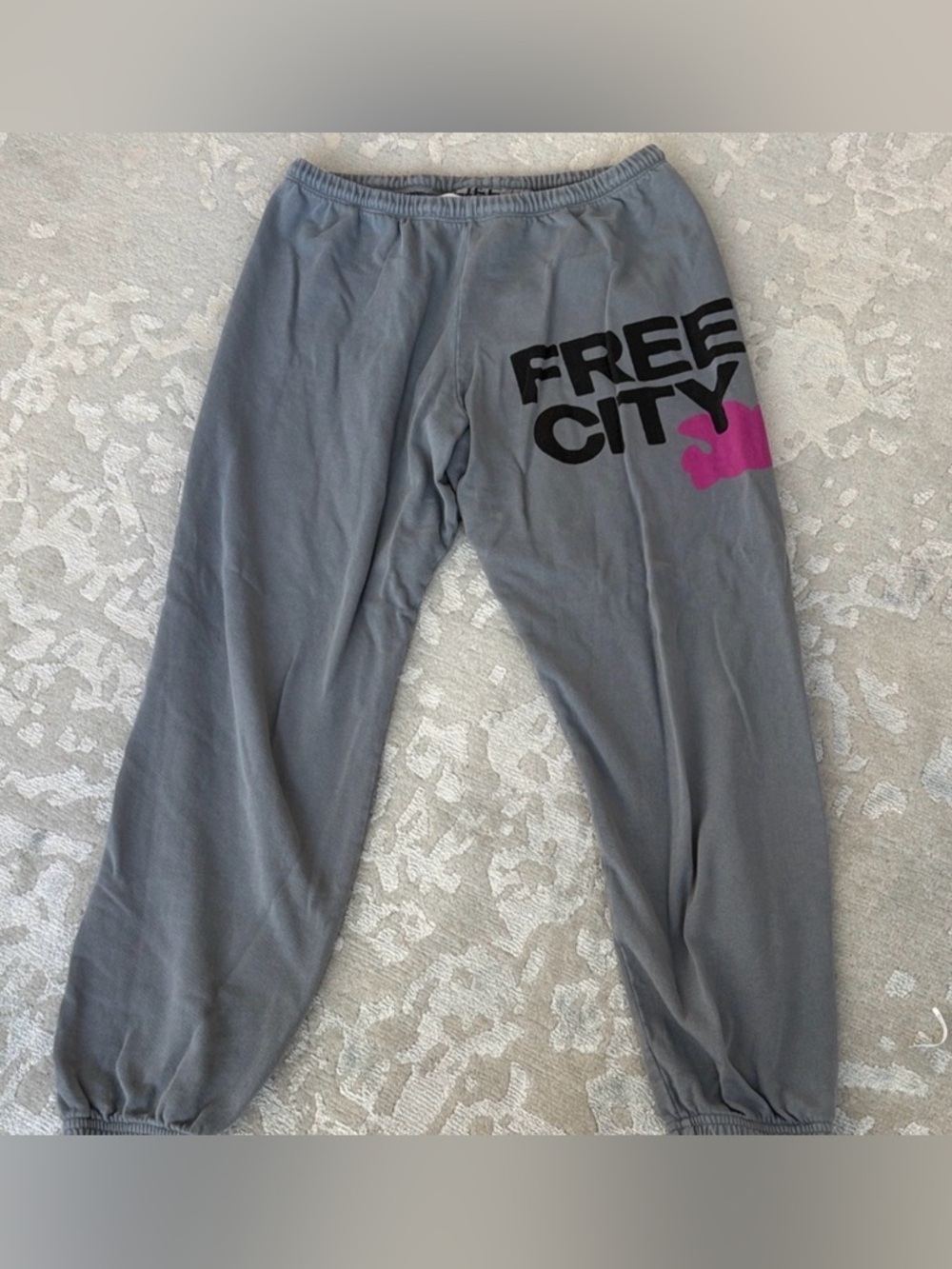 freecity Gray Sweatpants with Black & Pink Logo